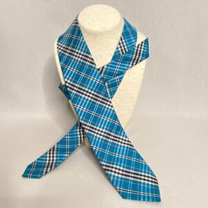 💎Jos A Bank Heritage Collection Necktie Teal Blue Tartan Plaid Cotton Silk Blend